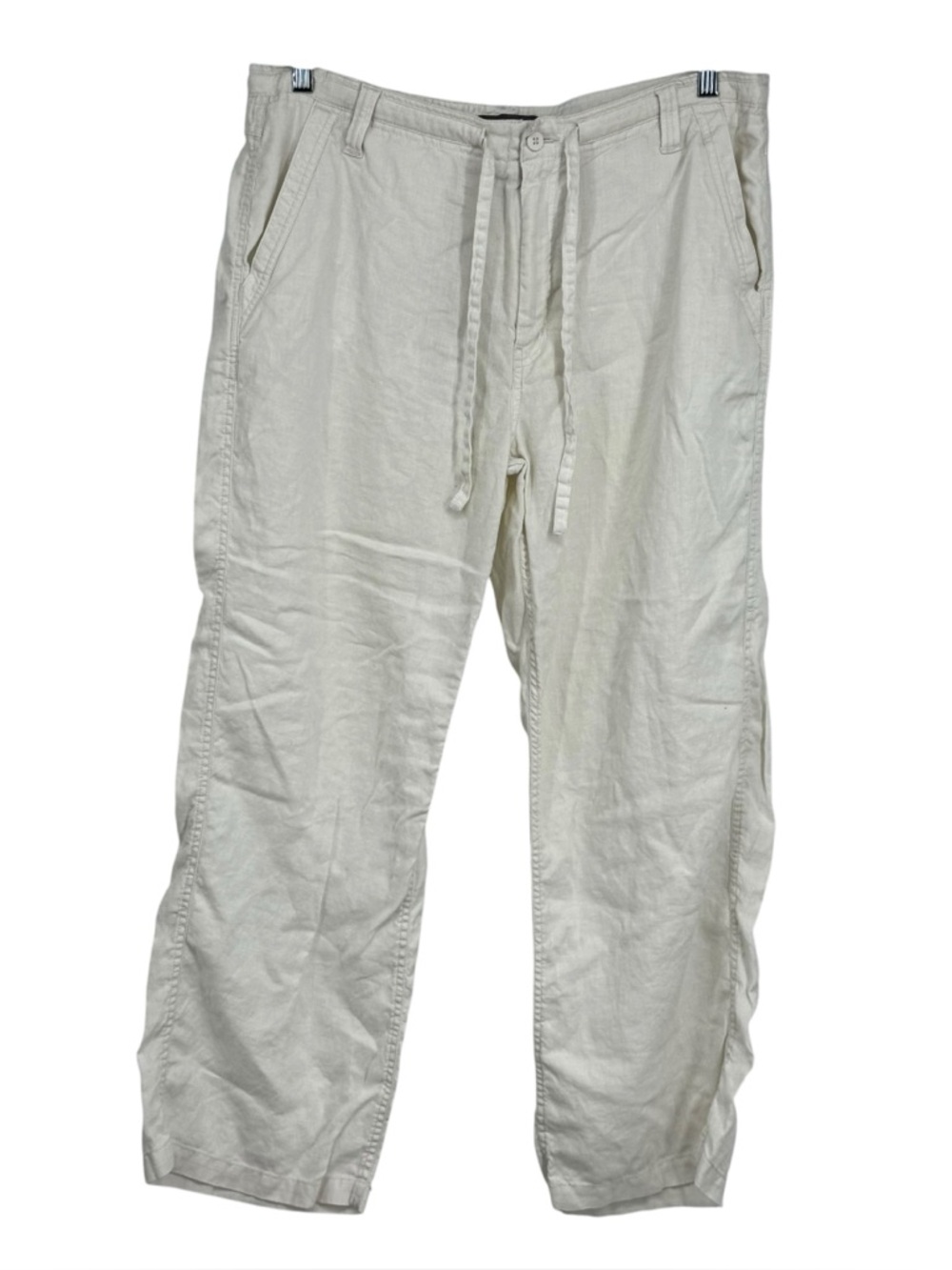 Men’s Apt 9 Size 38 x 30 Off White 100% Linen Wider Leg Pants Beach Costal